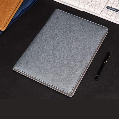 Miniatura 3 de KMAKII Carpeta Portafolio con Calculadora de Cuero Sintético Padfolio con Portapapeles Tamaño A4 para Entrevista de Negocios y Currículum - Gris