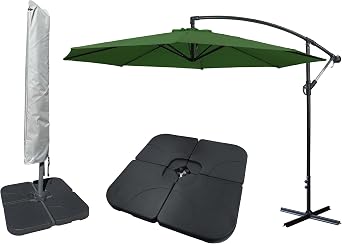 Jarder Libra Garden Parasol Set Cantilever Umbrella, 4-Piece Base and Waterproof Cover