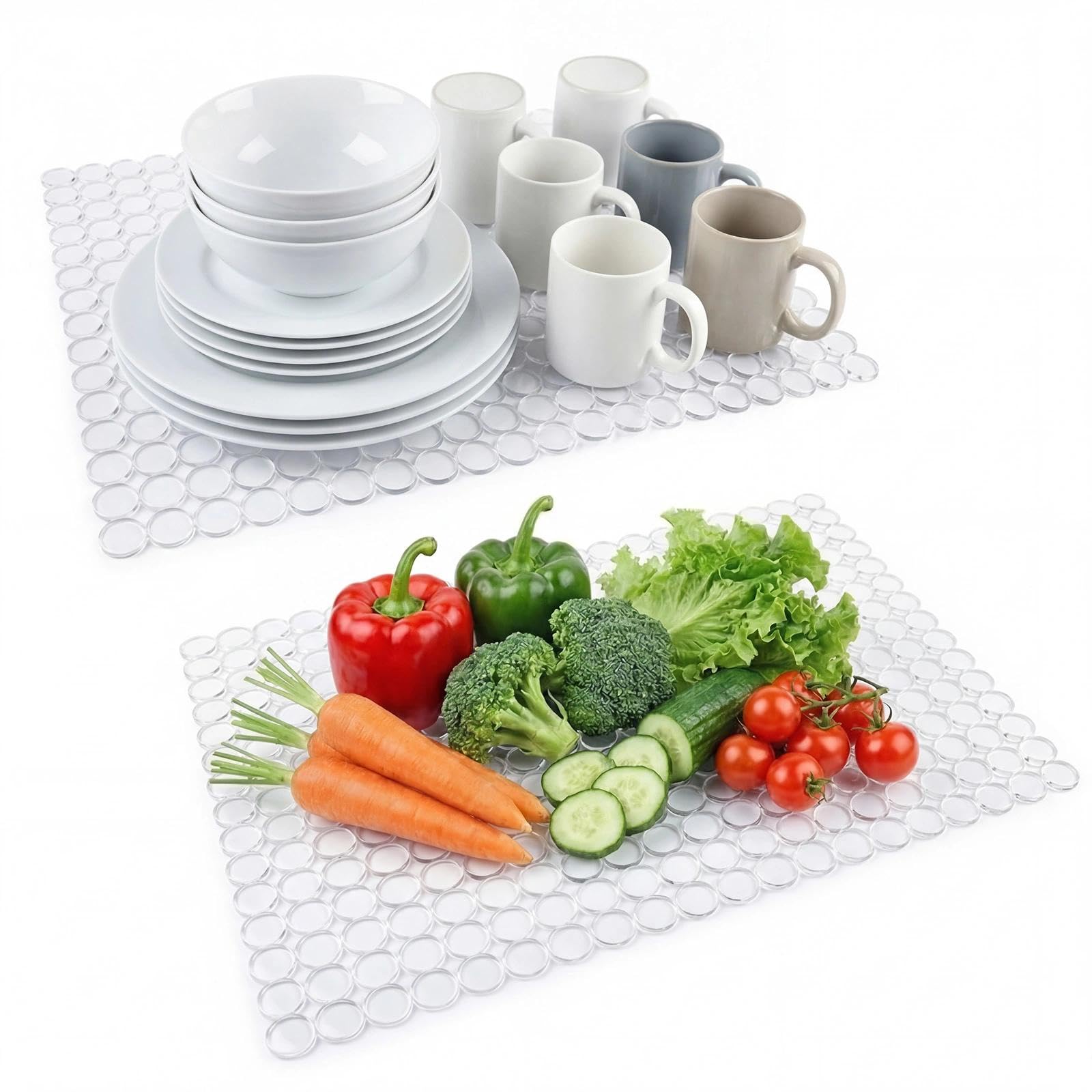 Eulihent 2 Pack Kitchen Sink Mats 40x30 cm Sinks Protect Mats for Stainless Steel/Ceramic Sink Fast Draining Mat Cuttable Dish Drying Mat for Kitchen Countertop (Transparent)