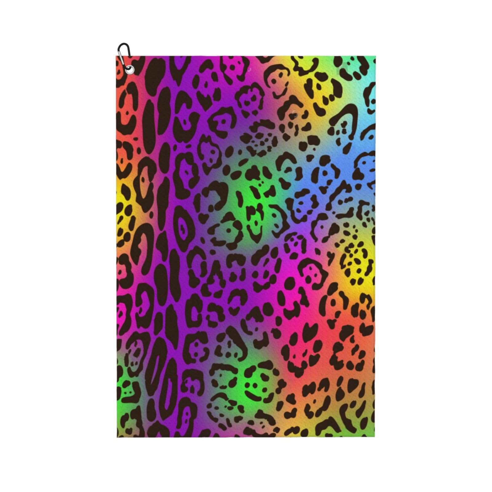 Hnnkloy Rainbow Jaguar Skin, 16x24 in Portable Waffle Golf Towels with Carabiner Clip for Golf Bag