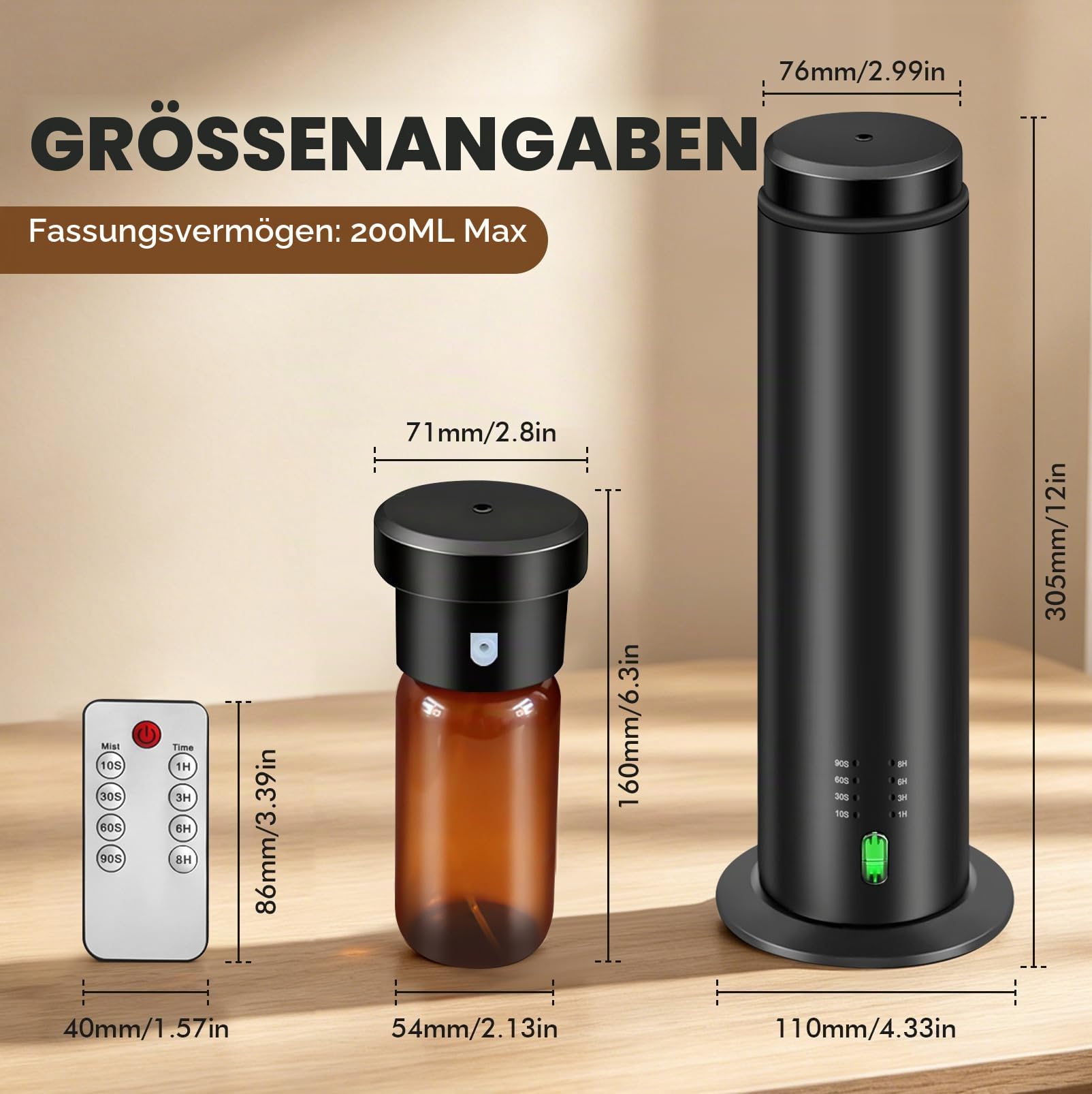 Wasserloser Diffuser, 200ml Wasserloser Aroma Diffuser Set