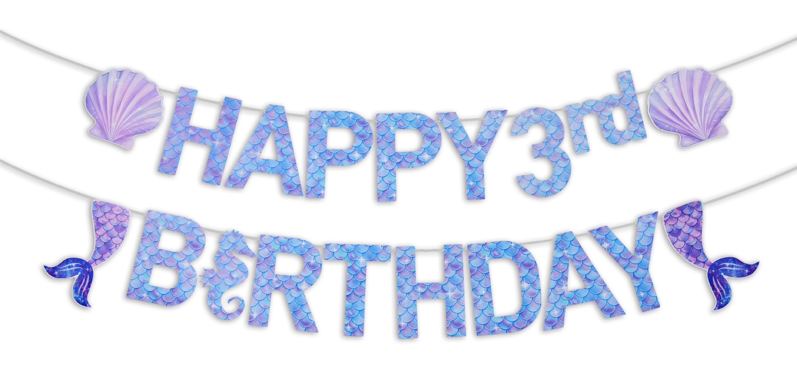 Mermaid Birthday Banner - No DIY - Mermaid Party Decorations, Supplies (1st-7th)