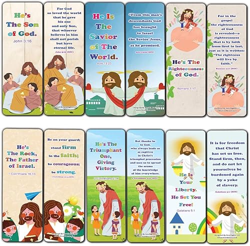 NewEights Jesus Throughout The Bible - Marcapáginas serie 7 (paquete de 30 unidades)  VBS Escuela Dominical Bautismo Pascua Bautismo Acción de