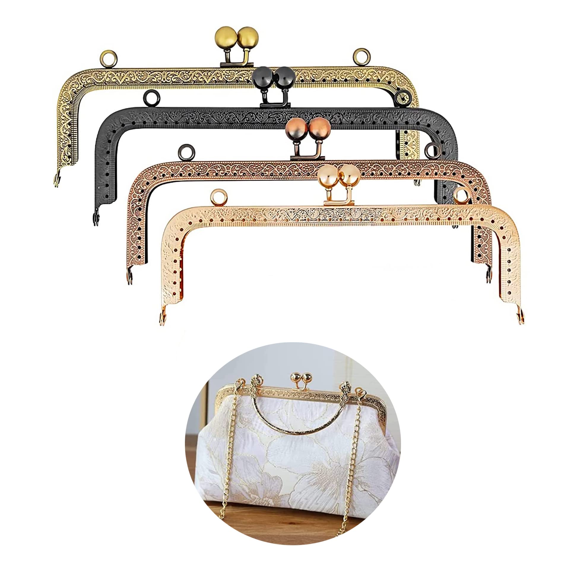 Poignées De Cadre Pour Sac à Main En Métal – 20,5 Cm – Fermoir Kiss – 3 Pièces Couleur Bronze – Pour Bricolage Et Création De Sacs