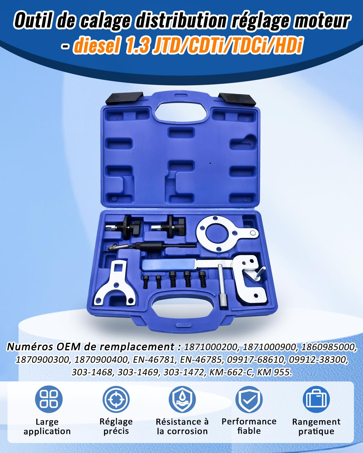 Outil de Calage Distribution réglage Moteur Compatible avec Fiat, Ford, Vauxhall, Opel, Suzuki, Citroën, Peugeot, Alfa Romeo, Lancia Diesel 1,3L, Blocage d'arbre à cames 1871000200 1871000900