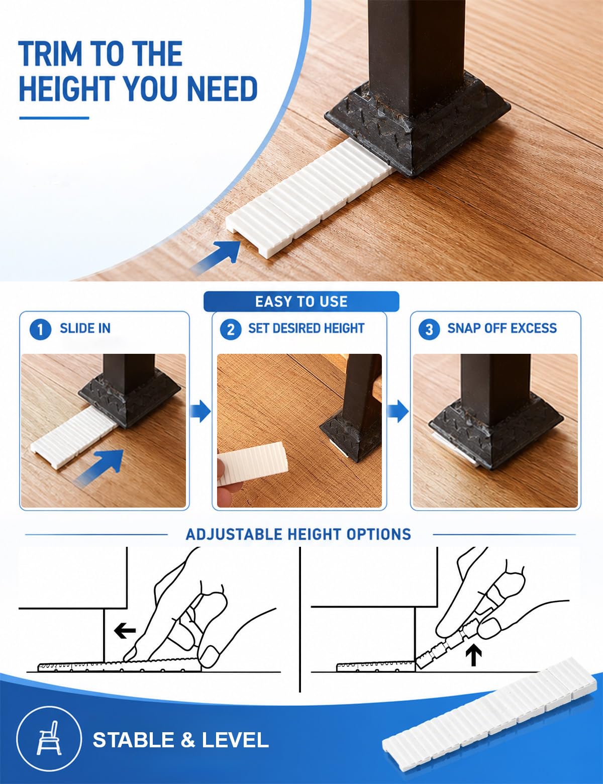 Leveling Shims - 12 Pack for Furniture & Appliances -4 Leveling Shims - 12 Pack for Furniture & Appliances -4