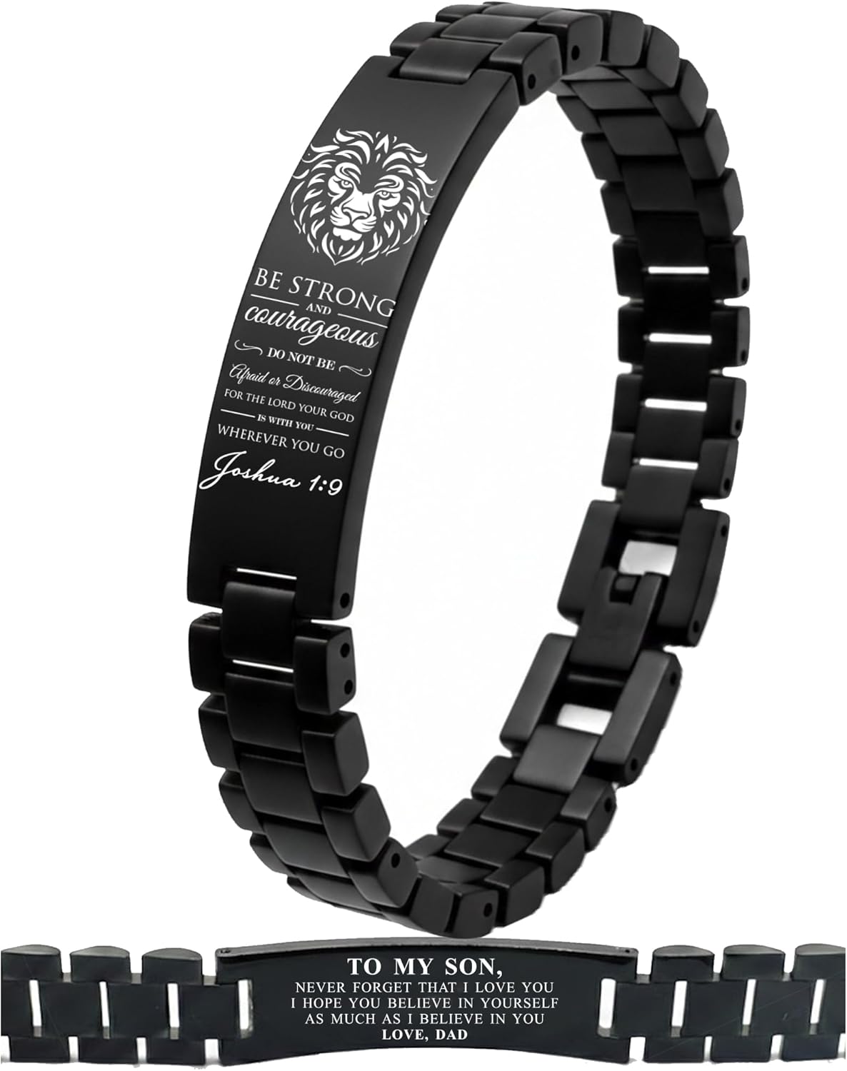 Bible Verse Bracelets Inspirational Christian Wristbands Gifts to Son Men DAD Father Husband Boyfriend Encouragement Jewelry Adjustable Stainless Steel Bracelet