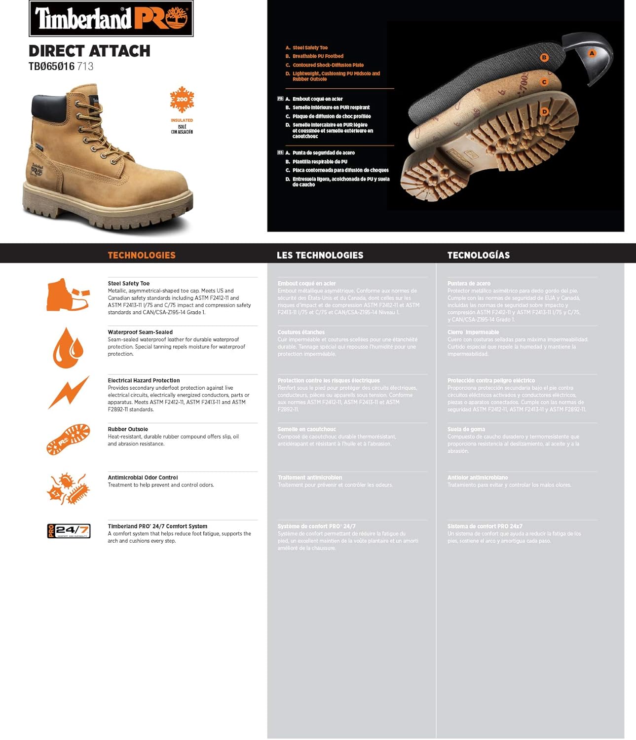 Timberland PRO Men's Direct Attach 6 Inch Steel Safety Toe Insulated Waterproof Industrial Work Boot, Wheat Nubuck, 8 W - Image 7