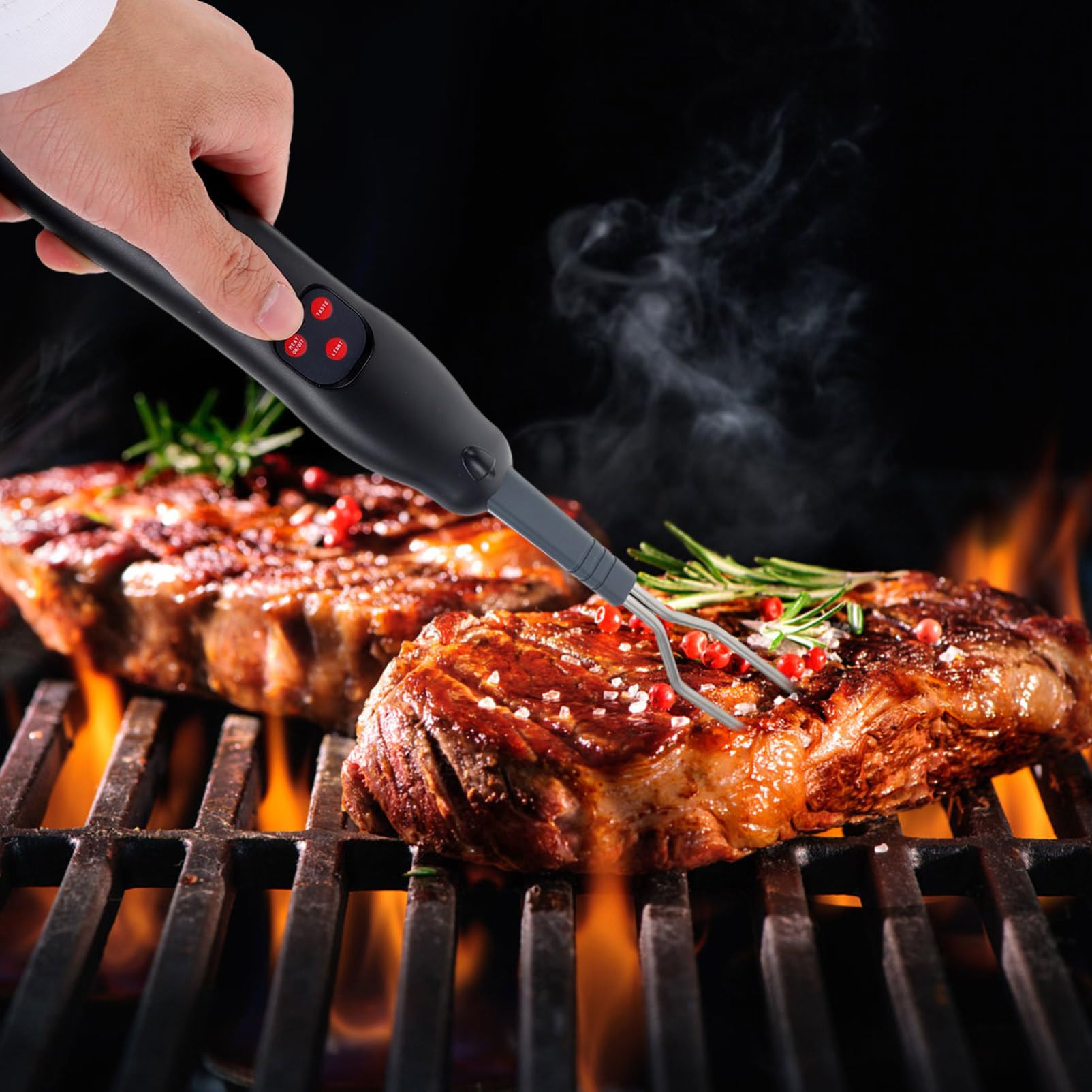 TOYANDONA 2 Pezzi Termometro Elettronico per Carne Bbq con Ergonomico e Sicura Strumento per Arrosto e Termometro Wireless Inossidabile