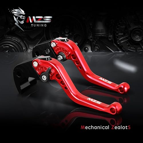 Miniatura 6 de MZS - Palancas de embraguefreno cortas ajustables para moto, rojo, CNC, compatibles con KLE300 KLE300X  KLX150S KLX125 KLX250  KLX230 KLX230R KLX300