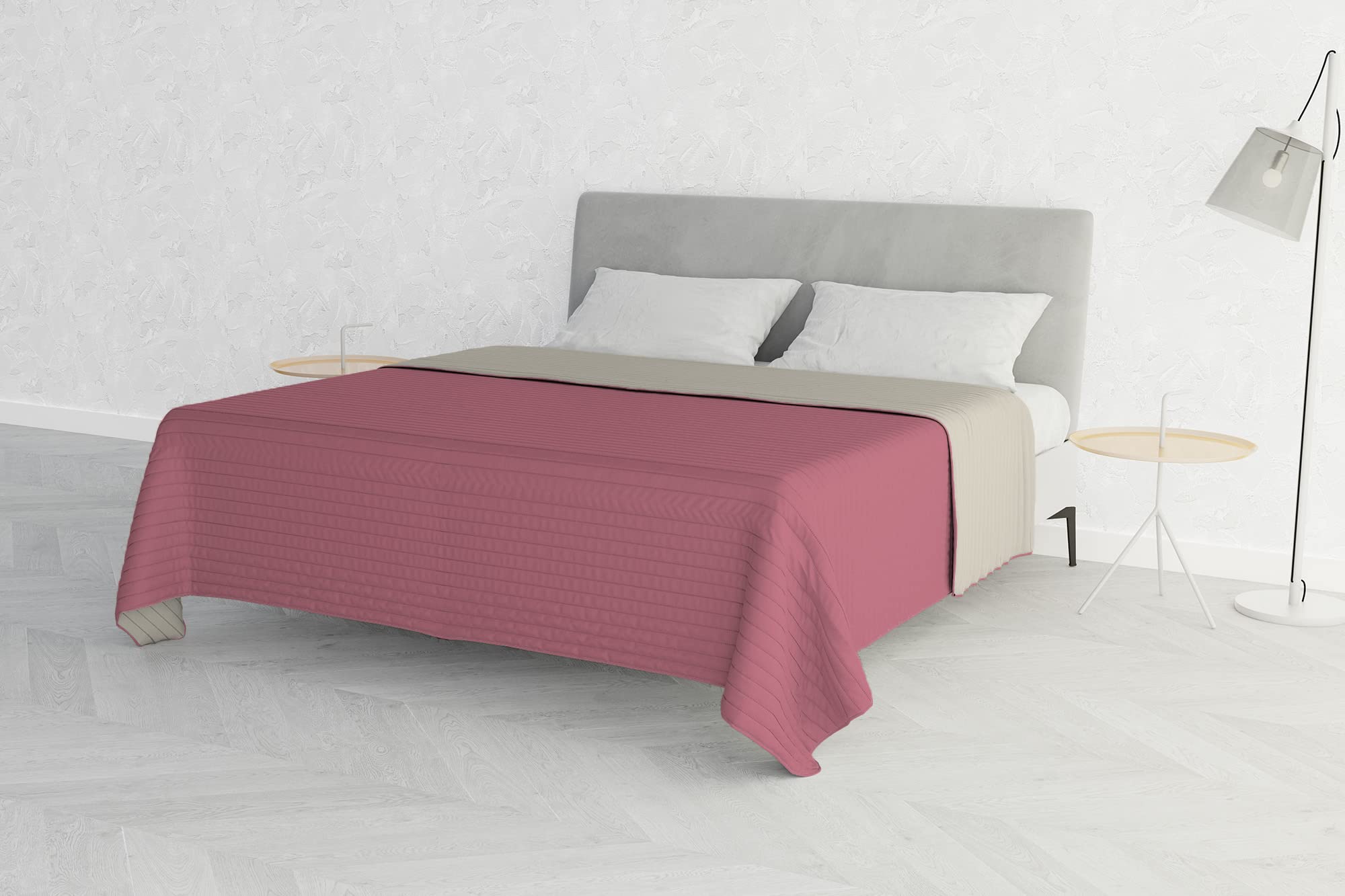 Italian Bed Linen Sogni e Capricci Summer Quilt Pink/Cream, Double, 250x250cm