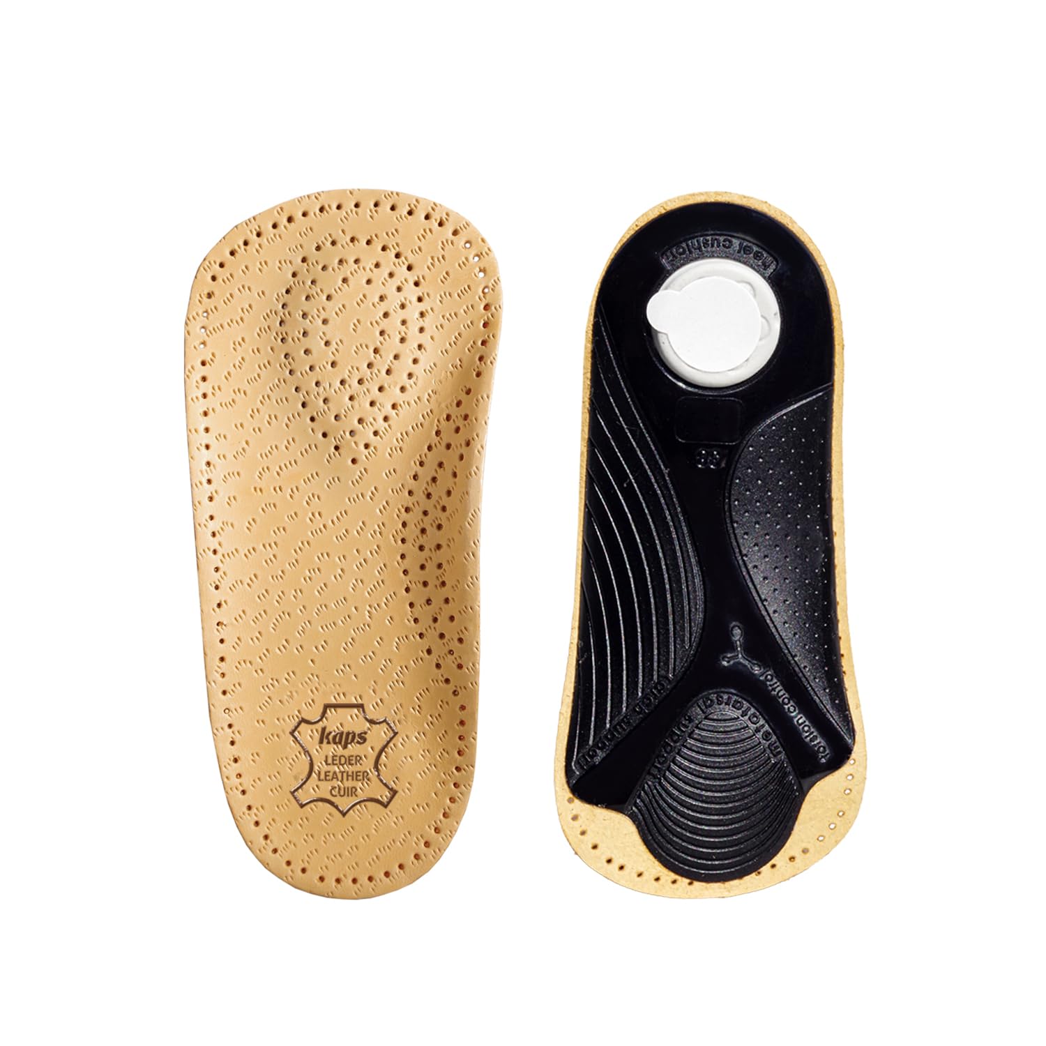 Orthotic 3/4 Leather Insoles with Longitudinal and Transverse Arch Support, Orthopedic Shoe Inserts for Men and Women, Kaps Bolero, (42 EUR/US 9 Men)