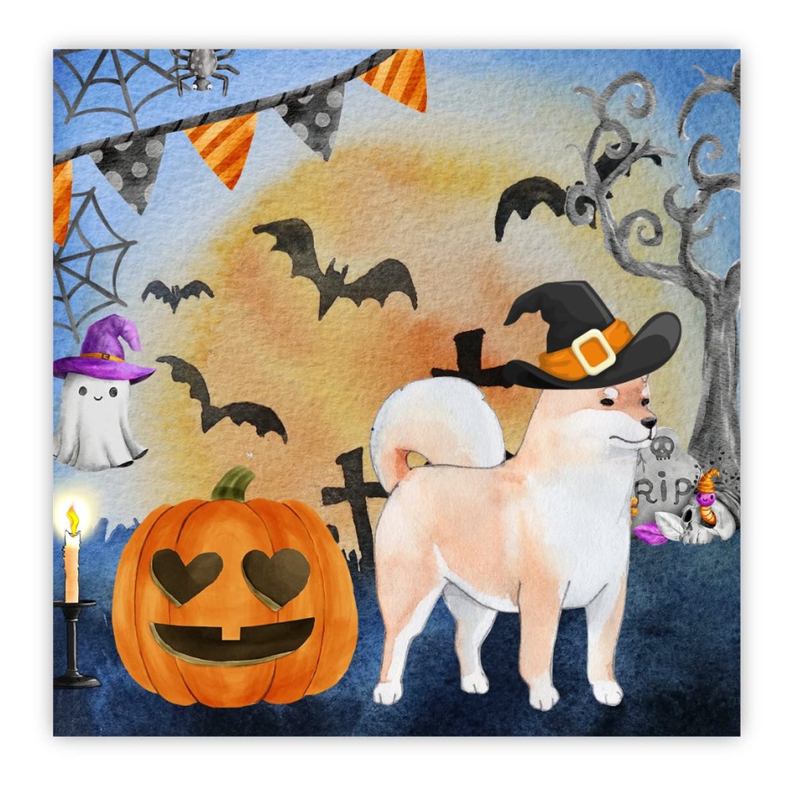 Panneau mural en bois citrouille et fantôme d'Halloween 30cm