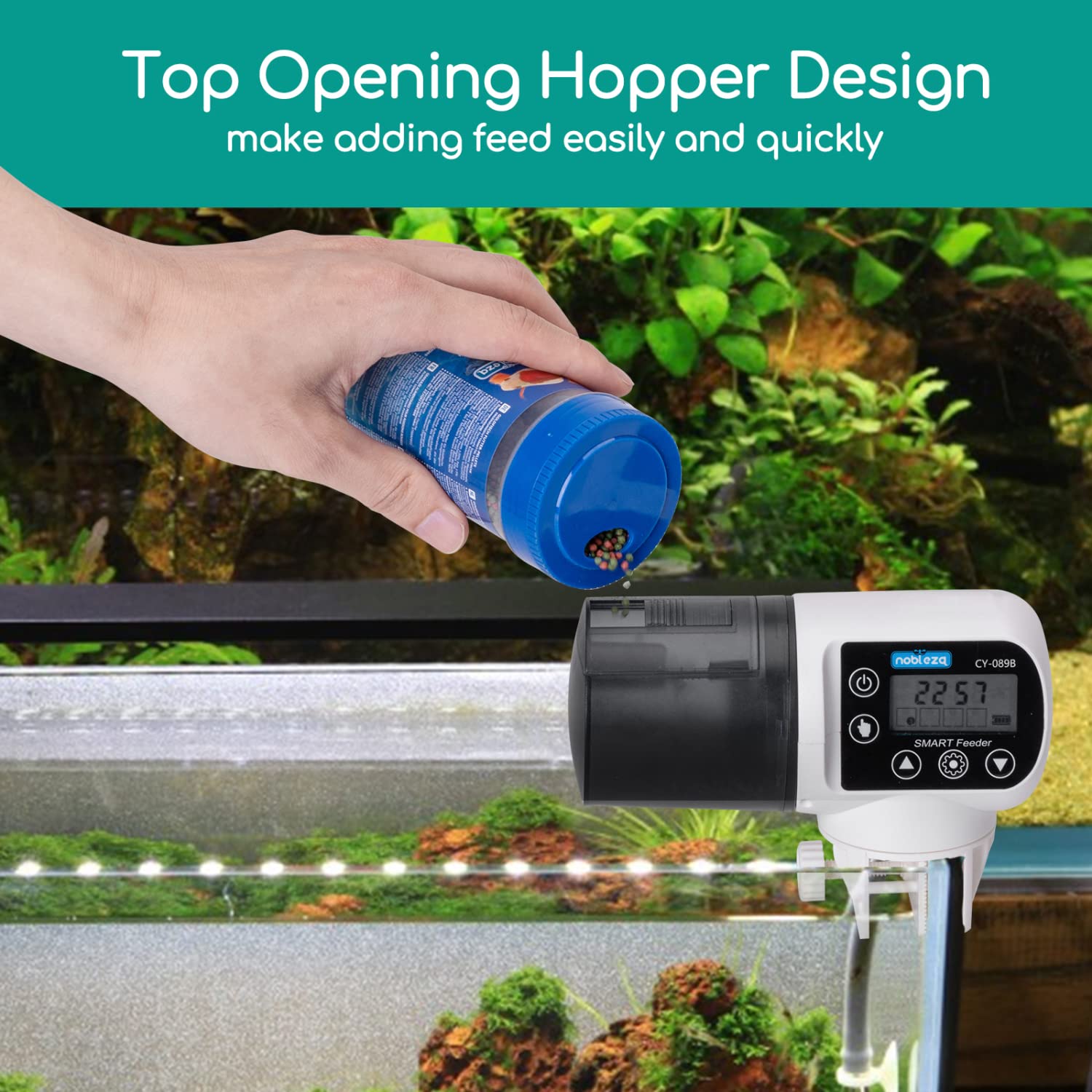 Nobleza Mangiatoia Automatica per Pesci 200mL Programmabile LCD per Acquario Tartarughe
