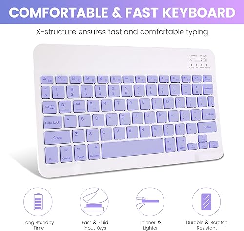 Miniatura 6 de LAMA Funda de teclado inalámbrico con mouse para iPad de 10.2 pulgadas, 9 8 y 7 generación, teclado Bluetooth desmontable con soporte para lápiz