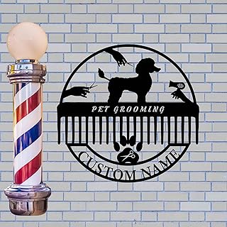 Personalized Pet Barber Shop Sign Decor, Metal Decor, Pet Barber Shop Decor, Pet Barber Shop Address Sign, Unique Decor, For Pet Physician, Housewarming