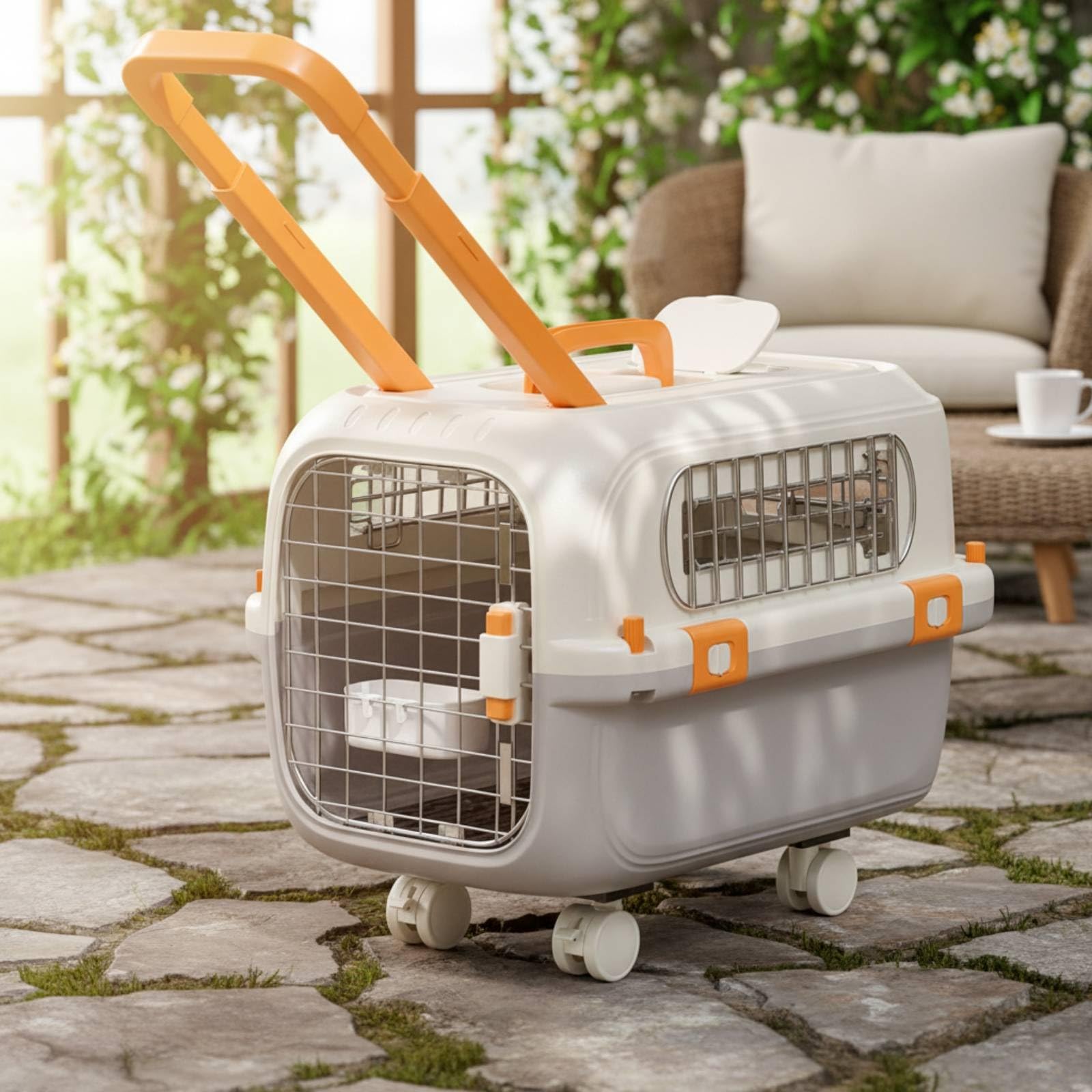 Tiertransportbox mit Rollen rollbar Transportbox mit Rollen Hundetransportbox Teleskopgriff für Tierarztbesuche