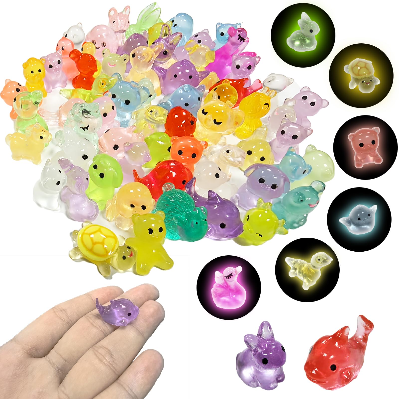 Yeomju Lot De 48 Mini Figurines Animaux Lumineuses En Résine – Jardin, Terrarium, Déco Créative