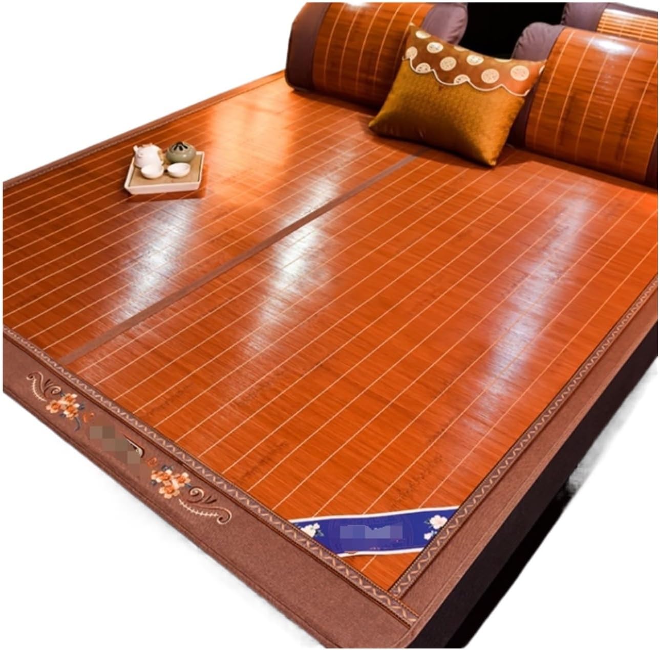 Portable Summer Cooling Sleeping Mat - Lightweight Bamboo Folding Pad for Home School Dormitory - Breathable Cool Mattress for Comfortable Sleep - Ideal for Hot Weather