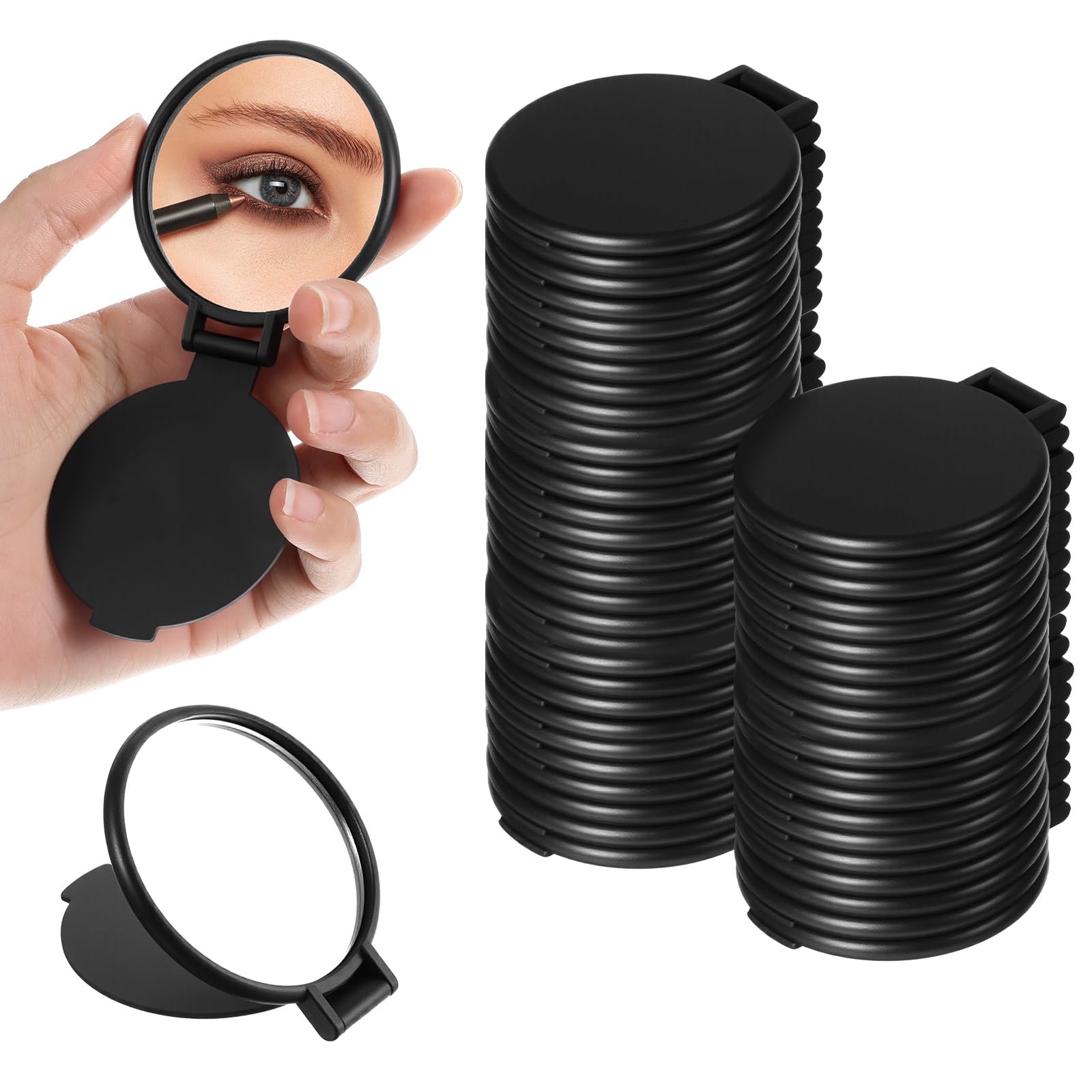 50 Pcs Round Compact Mirror for Purse Mini Folding Mirror Portable Pocket Makeup Small Mirrors Vintage Portable Travel Makeup Mirrors for Women Daily Use