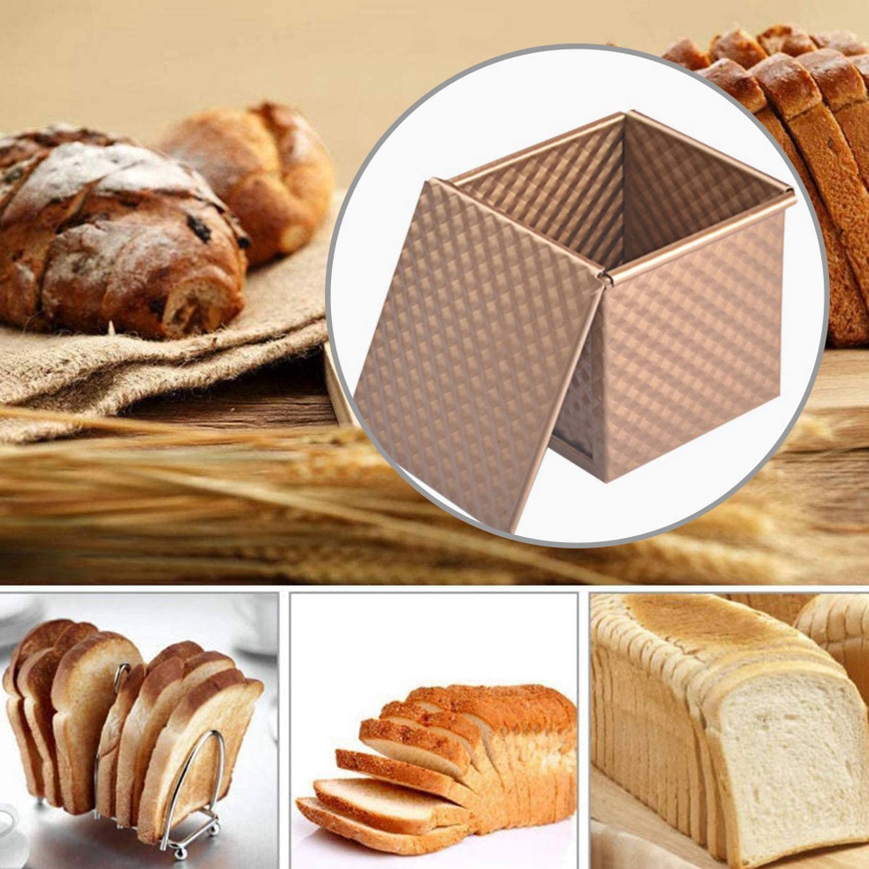 Stampo Per Pane Con Coperchio In Acciaio Al Carbonio, Antiaderente, 20,9x12x11,1 Cm, Per Torte E Pane Fatto In Casa