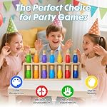 Pamexin Jeux de famille pour les enfants, jeu de correspondance couleur de bowling en bois avec 7 Pins brillants et sac de rangement, Jeux de société de famille Cadeau d'anniversaire de fête, jeu de fête amusant pour les garçons filles