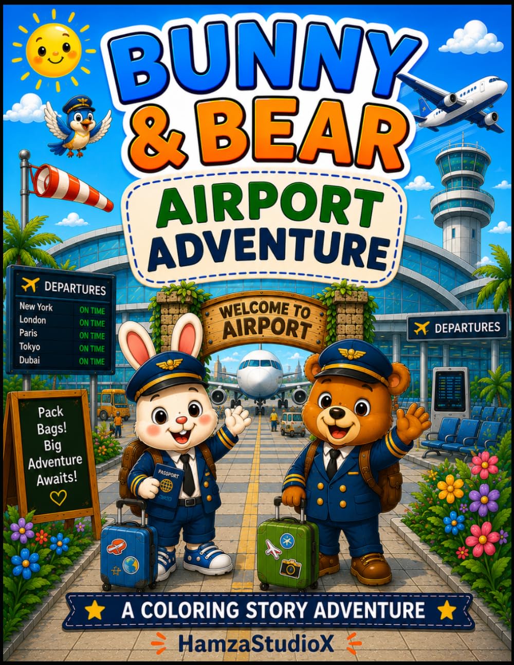 Bunny & Bear Airport Adventure: A Fun Coloring Story About Airplanes, Travel, and Adventure (Bunny & Bear Adventures)