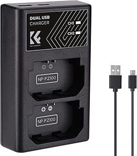 K&F Concept NP-FZ100 Battery Charger, Dual Slot Fast Charger for Sony NP-FZ100 Battery Compatible with Sony ZV-E1, FX3, Alpha A7 III, A7R III (A7R3), A9, a6600, a7R IV, Alpha a9 II