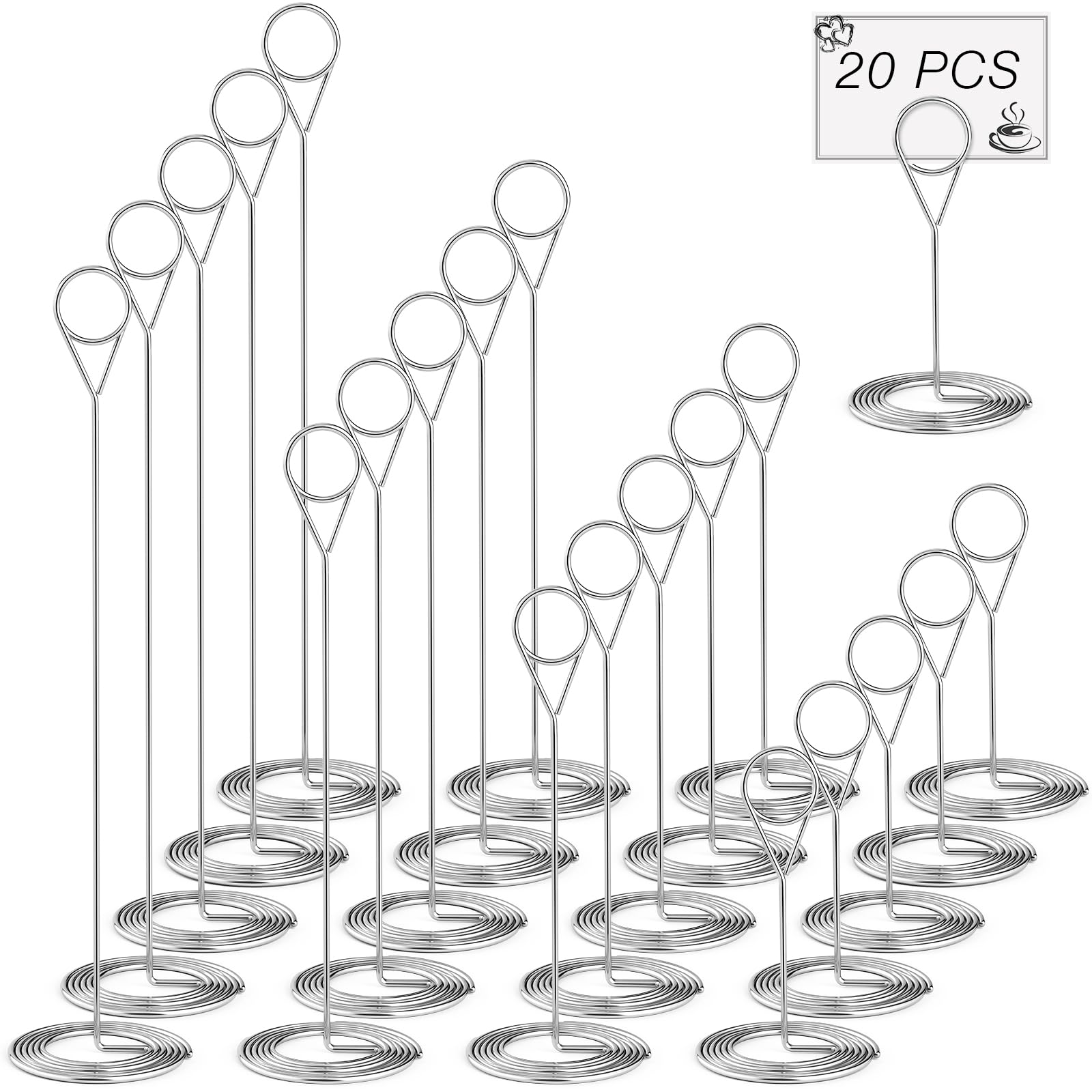 20 Pcs Table Number Holders 4/6/8/10 Inch Place Card Holder, Sliver