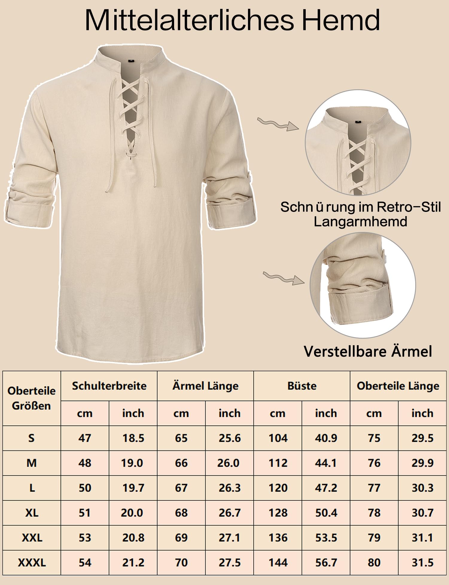 Mrsclaus Piratenkostüm Herren 8 Stück Mittelalter Kleidung Set Renaissance Viking Piraten Kostüm Hose Hemd mit Zubehör Augenklappe Kopftuch Gürtel Armschutz Goldohrring Kunstbart für Karneval