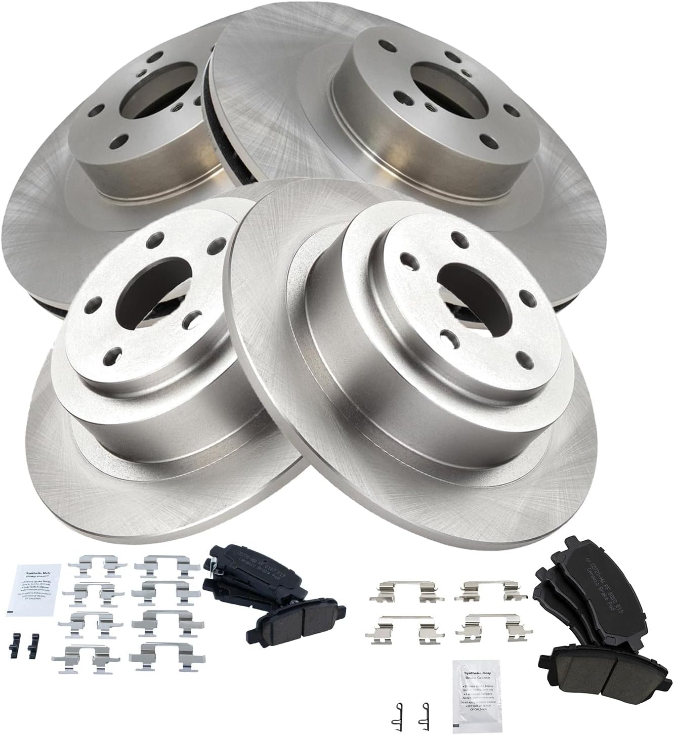TRQ Front & Rear Brake Pad & Rotor Kit Ceramic Compatible with 2002 Subaru Legacy 2001 Outback