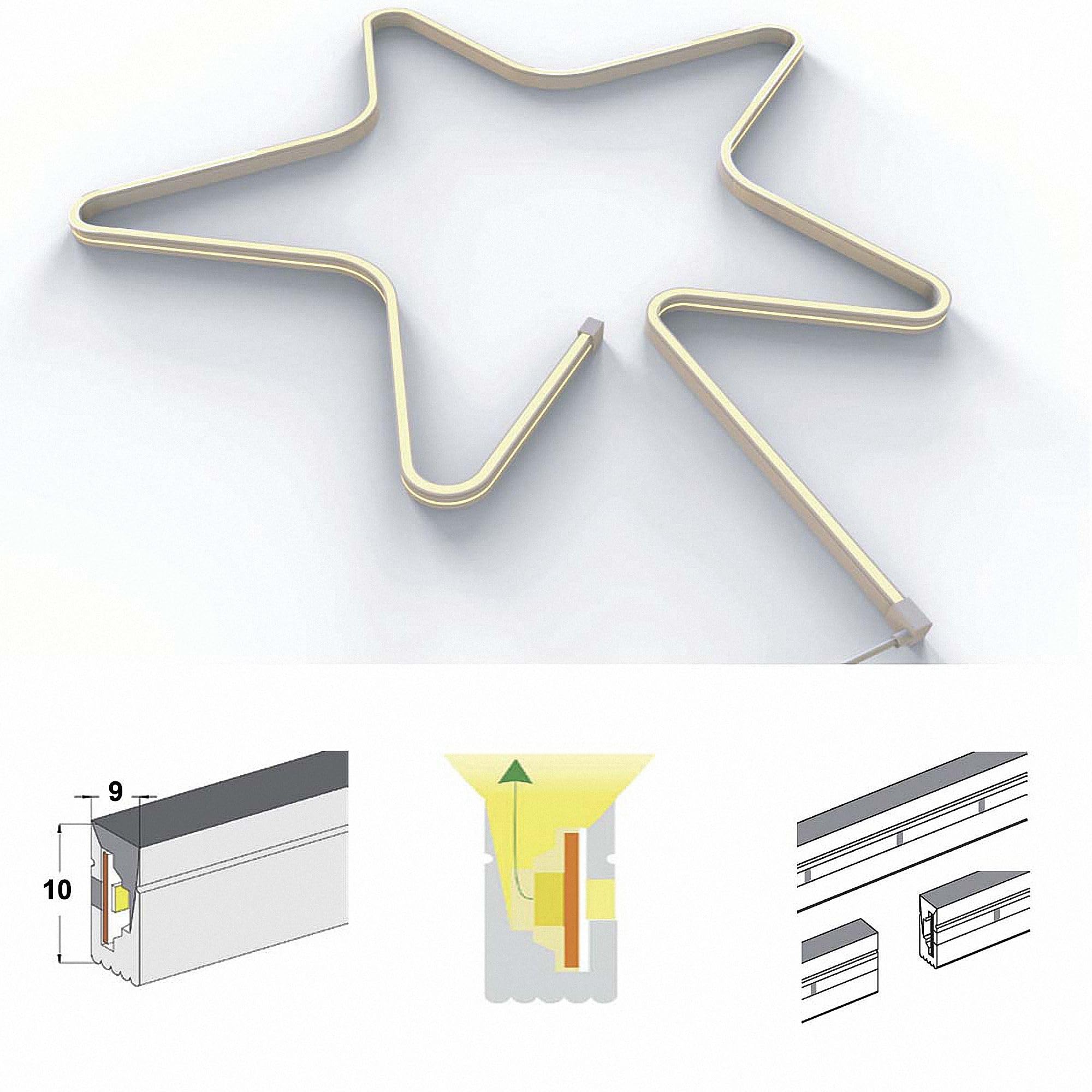 Mextronic: LED-Neon-Streifen/LED-Neon-Strip 5m: 2700K, Warmweiß, 24V, 45W, IP67