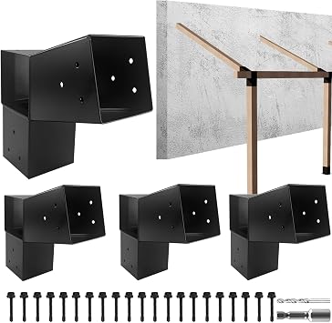 2Pack 15 Degree L-Shaped Pergola Bracket,2-Way Slant Roof Bracket for 6 x 6 Actual Size5.5"x5.5" Indoor & Outdoor Wood Beam,DIY Slant Brackets for Pavilion,Porch,Deck,Hunt Cabin