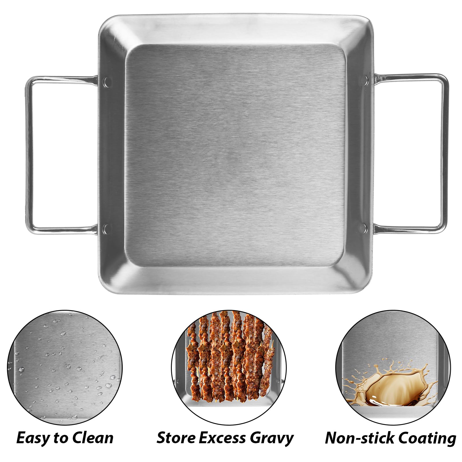 Paquete de 2 soportes para latas de cerveza, de acero inoxidable, bandeja de goteo vertical resistente para asar pollos para parrilla horno barbacoa (2 sartenes + 2 estantes)