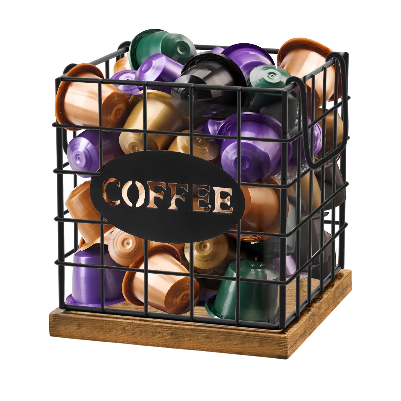 Panier pour comptoir de cuisine MEETOZ support dosettes en bois