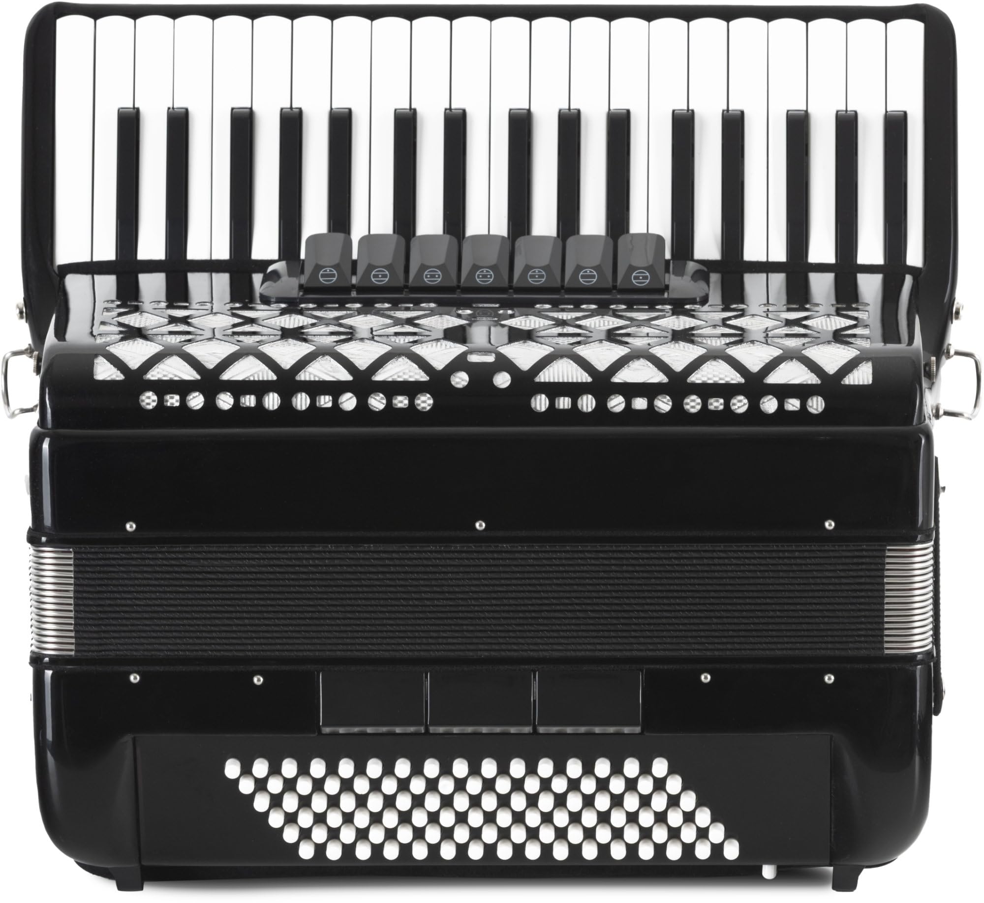 Classic Cantabile Fisarmonica 96 Bassi "Secondo V" Set Nera, 4 kg | 37 tasti del discant, Estensione: F-f (come nella maggior parte delle fisarmoniche Hohner a 96 bassi), 96 bottoni di basso
