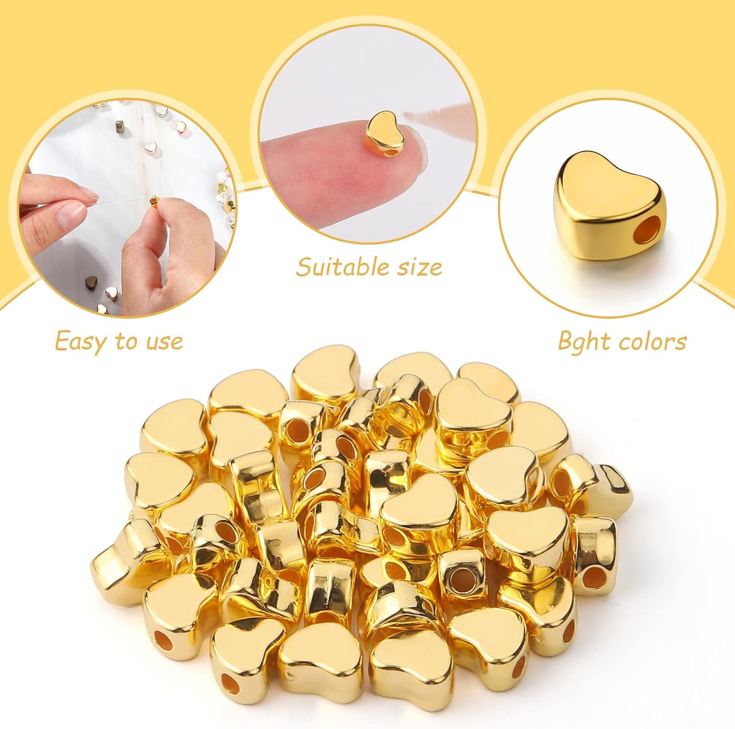 400 Pcs Heart Beads for Jewelry Making Heart Shape Spacer Beads Small Hole Charms for Bracelets Necklace Earring DIY Handmade Craft(Mixed Color) - Image 2