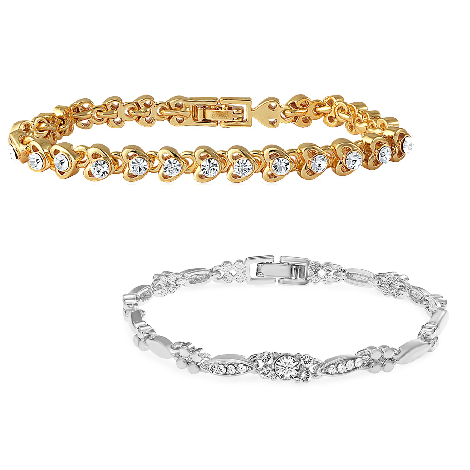 Mahi Gold & Rhodium Plated combo of Two Bracelet with Crystals for Women CO1104591M (B06WVGXGD2) Amazon Price History, Amazon Price Tracker