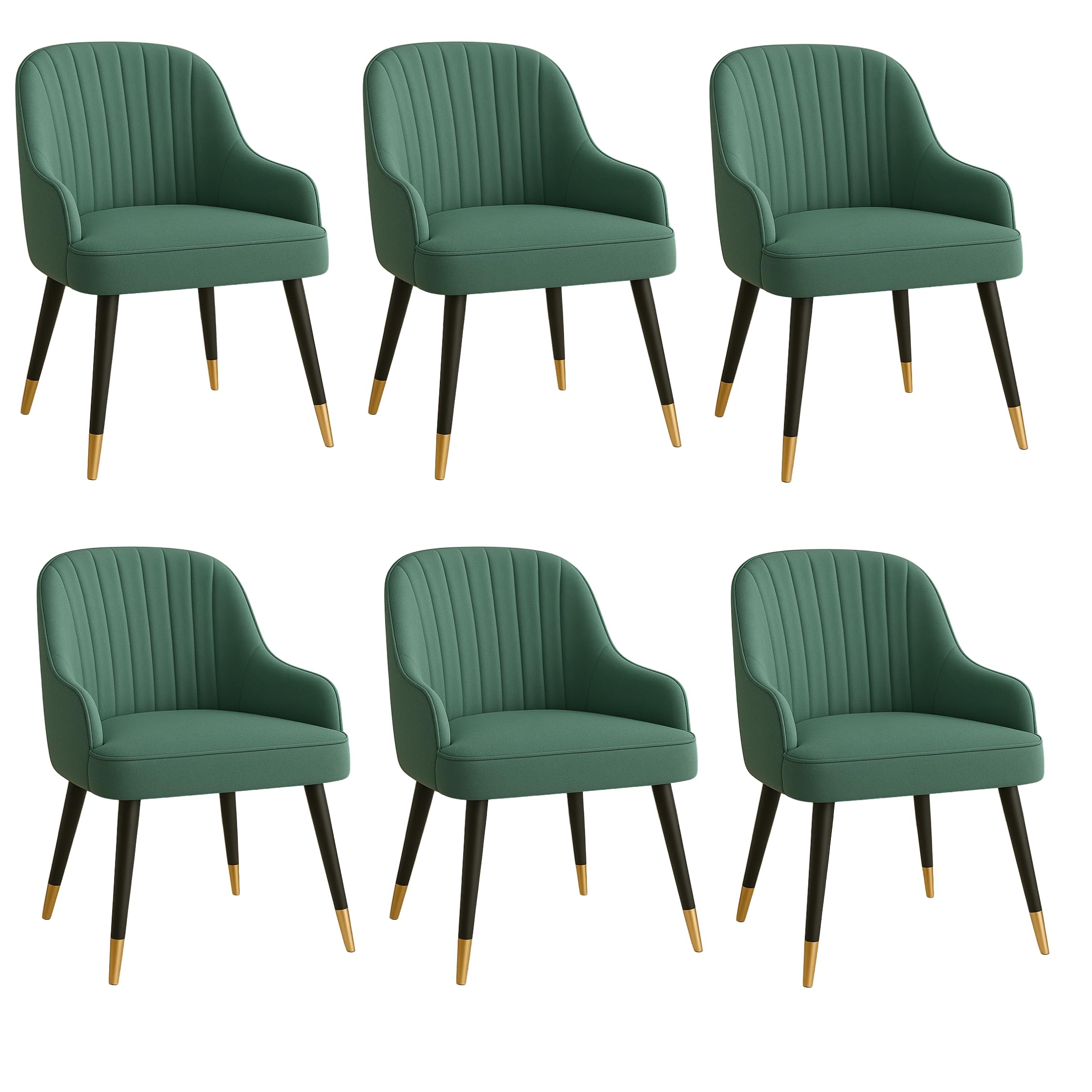 Royale Velvet Dining Chair | Accent Chair for Living Room, Bedroom, Study, Cafe & Restaurant | Wooden Frame & Legs | Upholstered Seat | 1-Year Warranty (Sea Green Pack of 6)-image-16
