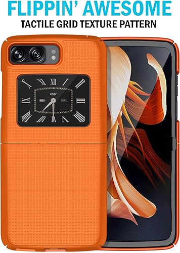 Miniatura 10 de Funda con clip para Motorola RAZR 2022 Flip Phone, Nakedcellphone textura de cuadrícula cubierta rígida delgada y rotacióntrinquete Combo de soporte