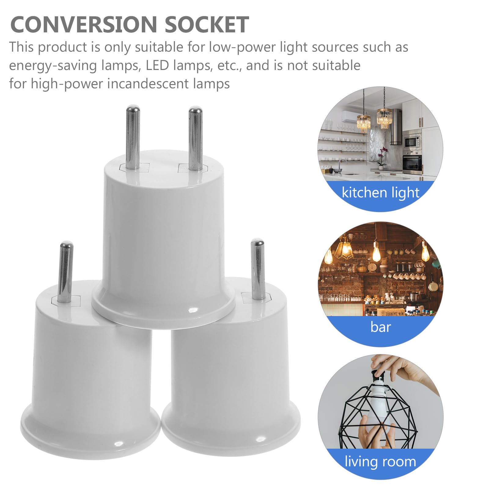 Housoutil 3 szt. Light Converter na E27 na 2-pinową oprawkę lampy E27, oprawka zamienna z uchwytem żarówkę w stylu vintage, do przenośnej lampy kuchennej/garażowej