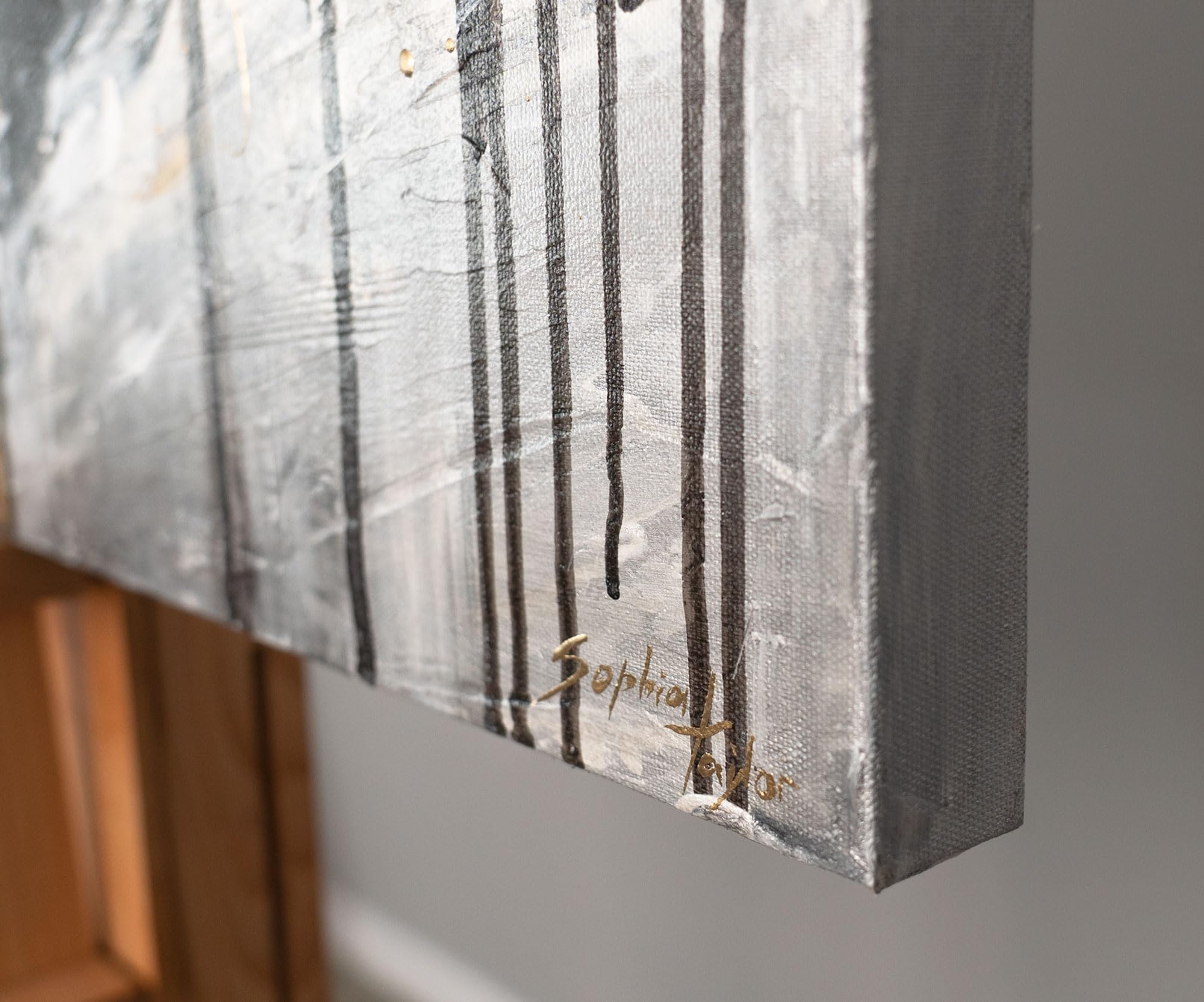 YS-Art Quadro Astratto Toro Nero e Oro - Dipinto a Mano su Tela Materica