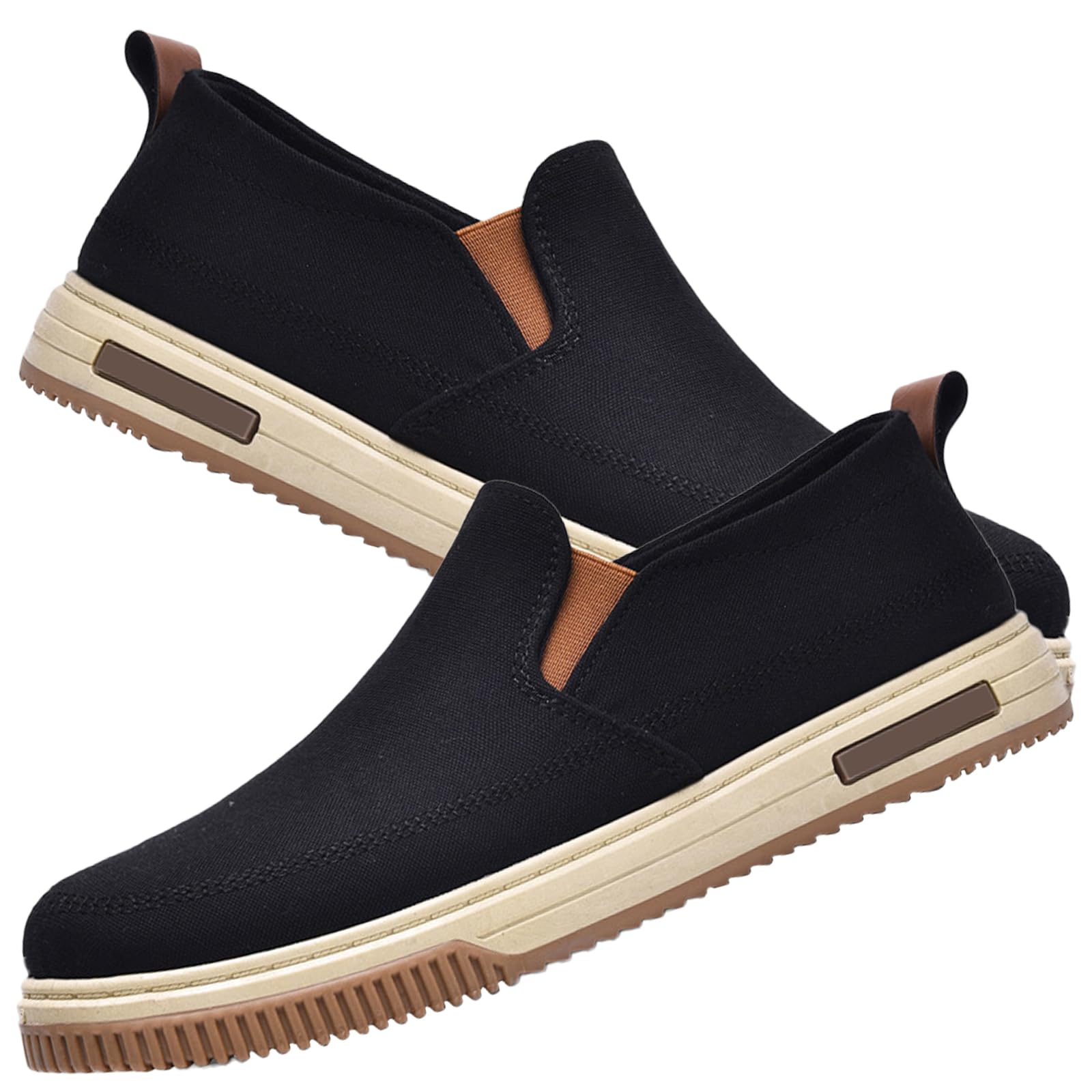 AEHO Scarpa Uomo per Fascite Plantare Scarpe Slip on Pianta Larga Sneaker Casual Senza Lacci Sneakers da Passeggio Ortopediche comode,Nero,42 EU