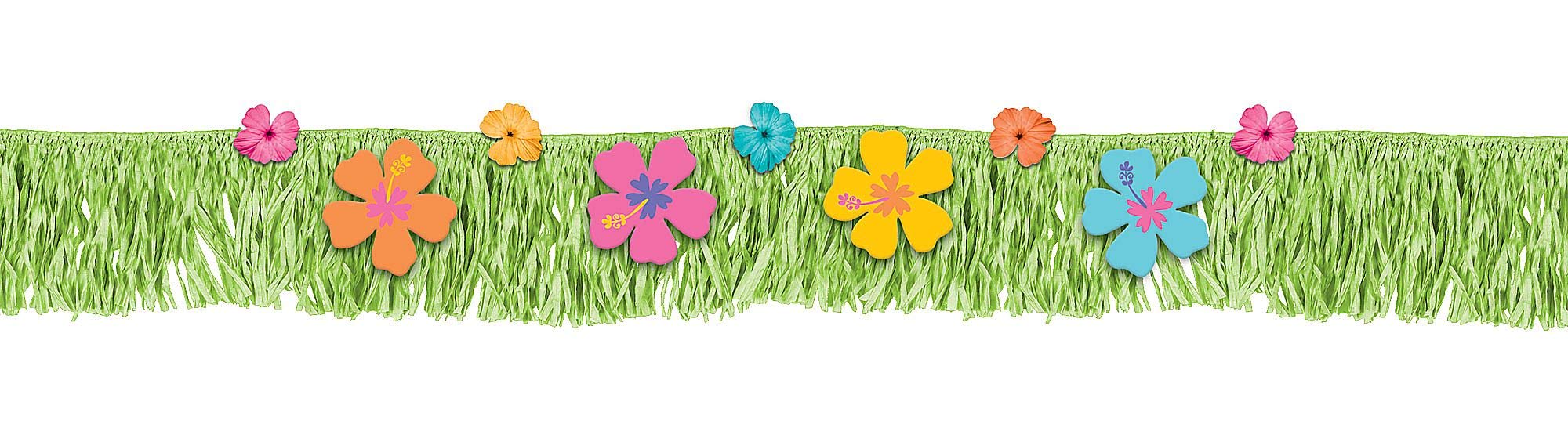 (PKT) Hawaiian Hibiscus Fringe Banner 1.8cm x 22.8cm, Green