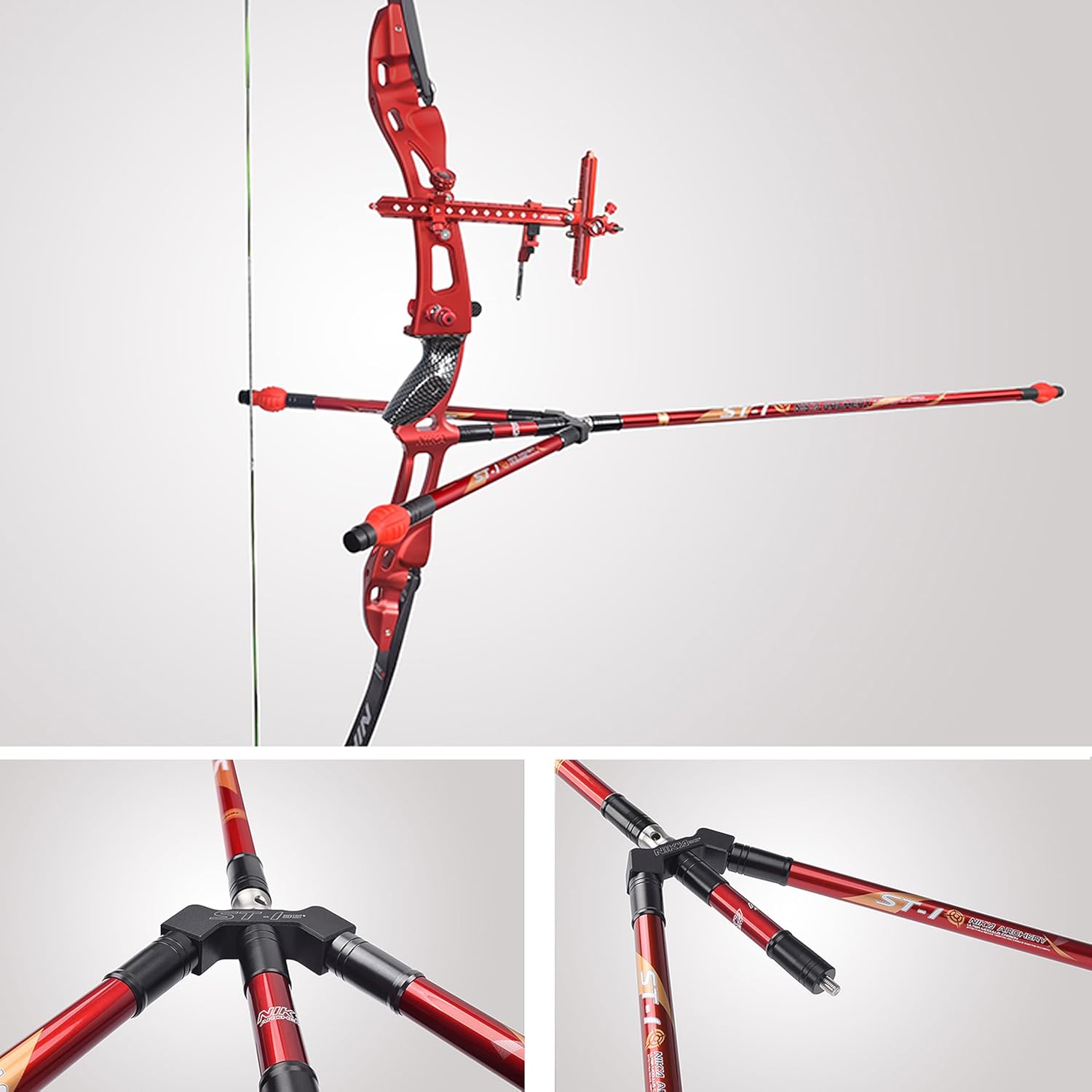 Archery Balance Bar Set Carbon Fibre Bow Stabilizer Kit 5/12/30 inch Rods with Rubber Ball and Counter Weights Suitable for Competition Training of Recurve and Compound Bow