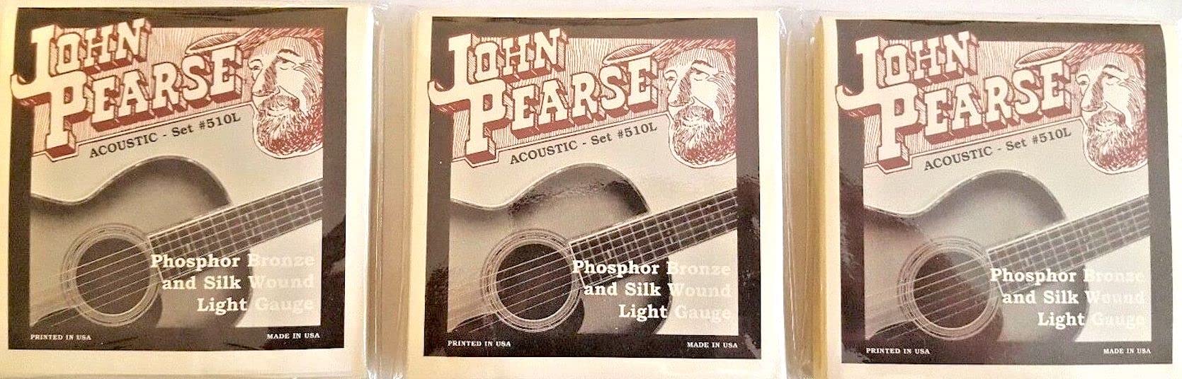 John Pearse corde per chitarra acustica Pack 3 seta ferita Phos bronzo # 510L