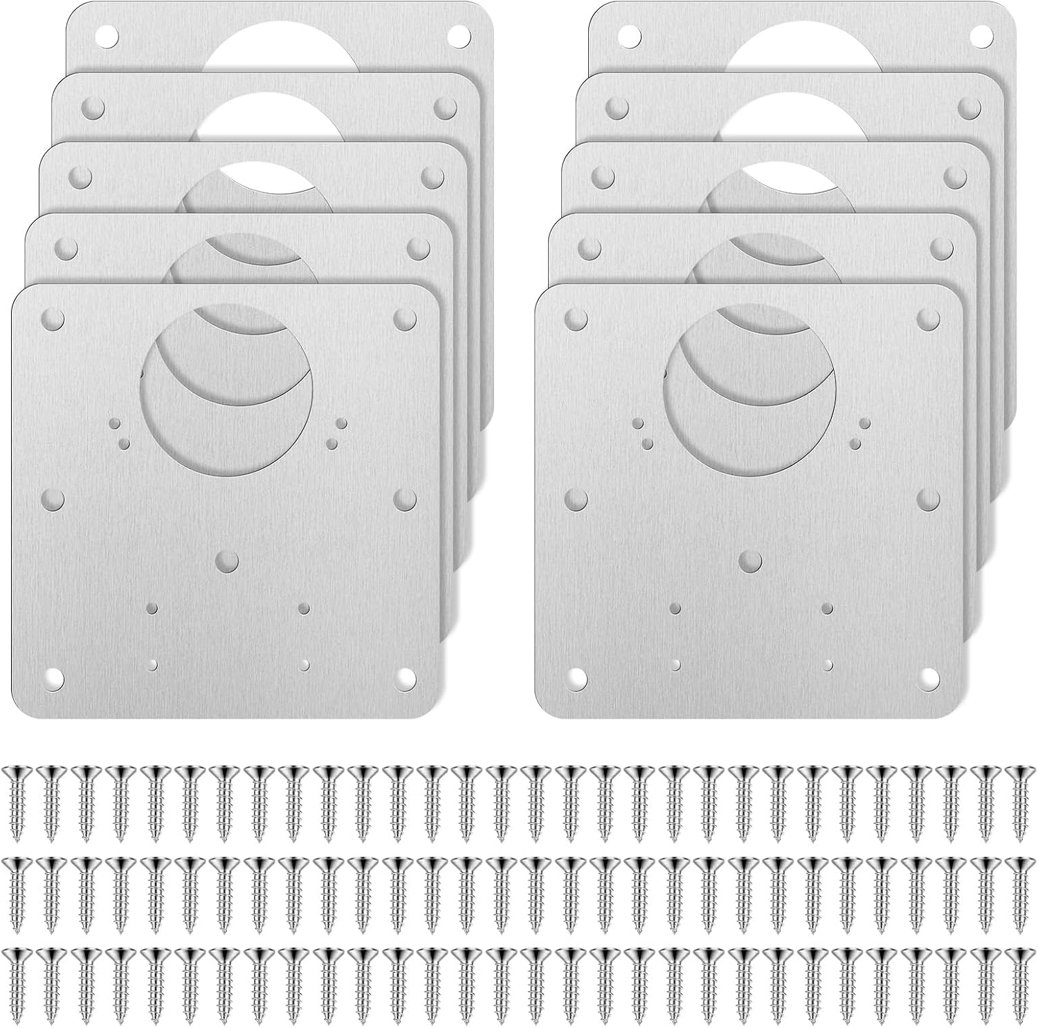 Hinge Repair Plate 10 Pieces Hinge Repair Kit Side Hinge Plate with 60 Pieces Screws Stainless Steel Hinge Repair Kit for Cabinet Home Furniture Drawer Boxes Window