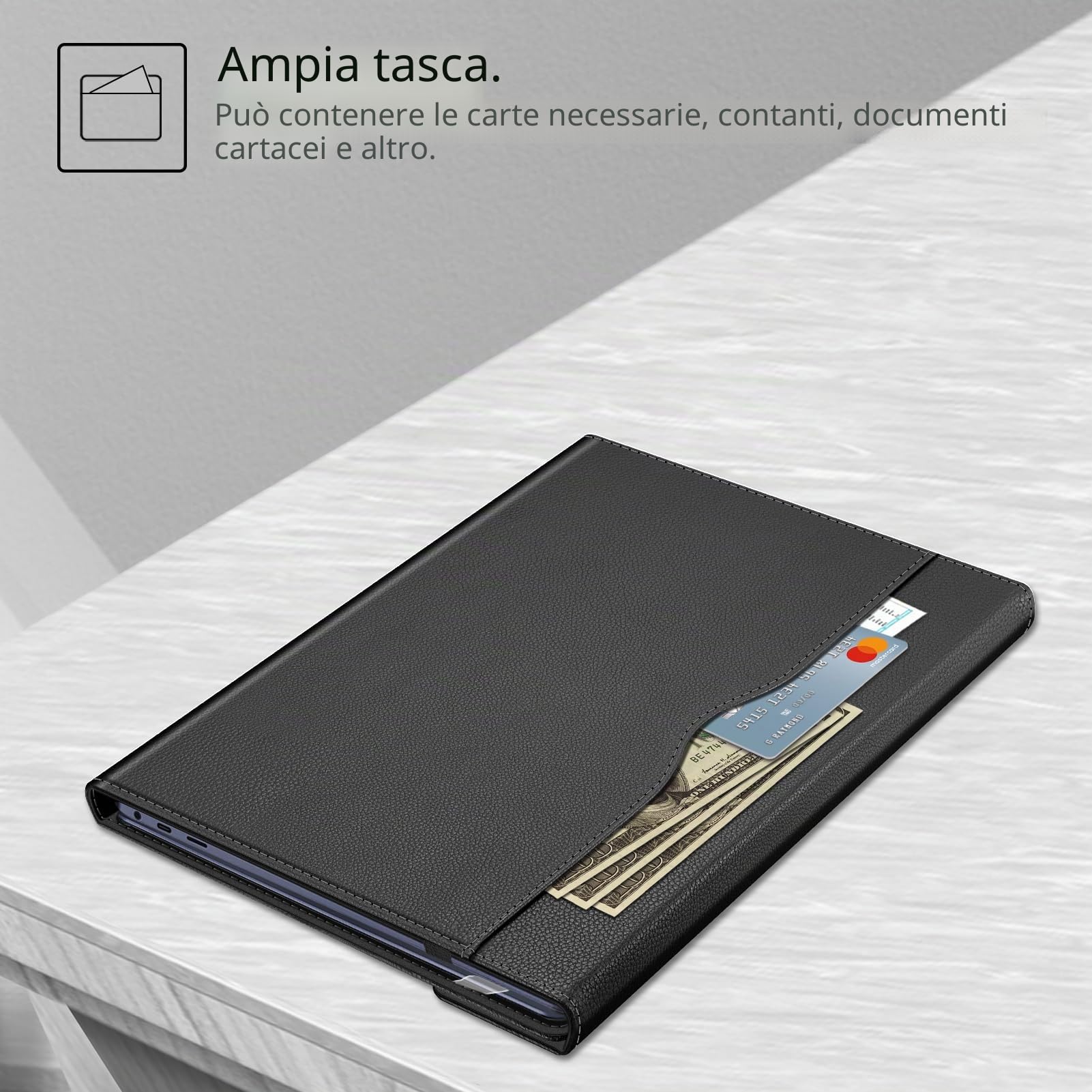 FINTIE Custodia per 15.6 Pollici Samsung Galaxy Book 5 360,Galaxy Book 4/Book4 Edge, Portfolio Business Cover con Tasca, Nero