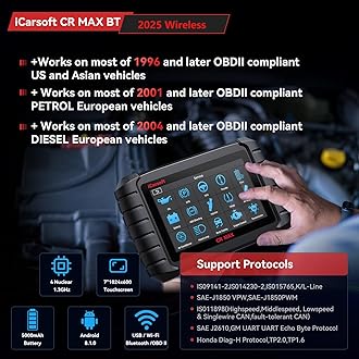 iCarsoft CR Max BT Wireless OBD2 Scanner, All System Car Diagnostic Tool, 49 Reset+Extra 46 Service, 40000+Bidirectional Tests, ECU Coding, Battery Registration,CANFD, Auto VIN, Free Update