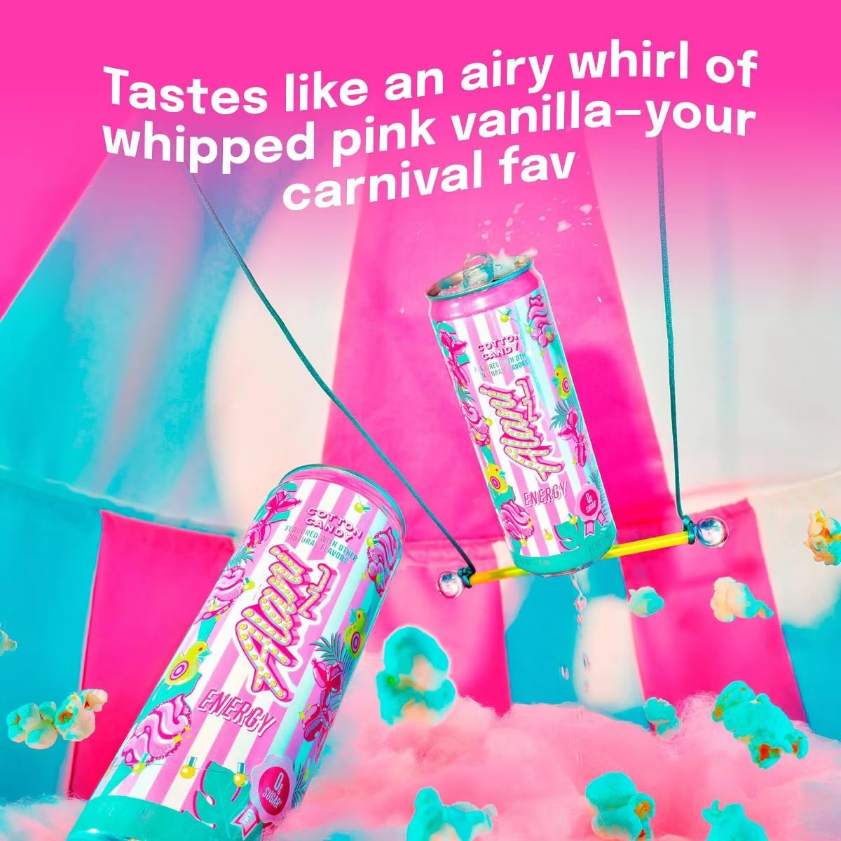 Alani Strawberry Sunrise, Winter Wonderland & Cotton Candy Energy Drink - Sugar Free, Low Calorie Energy Drinks - 12 fl oz Can, 6 Pack